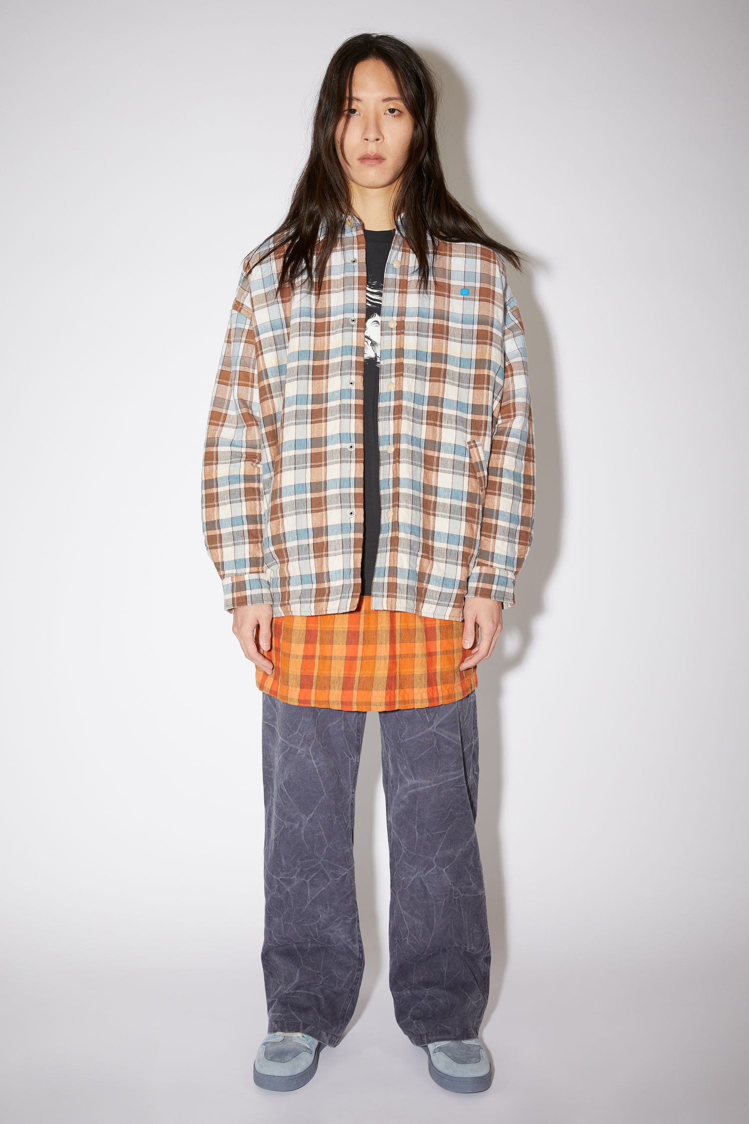 Oversized shirt - Blue/peach - 2