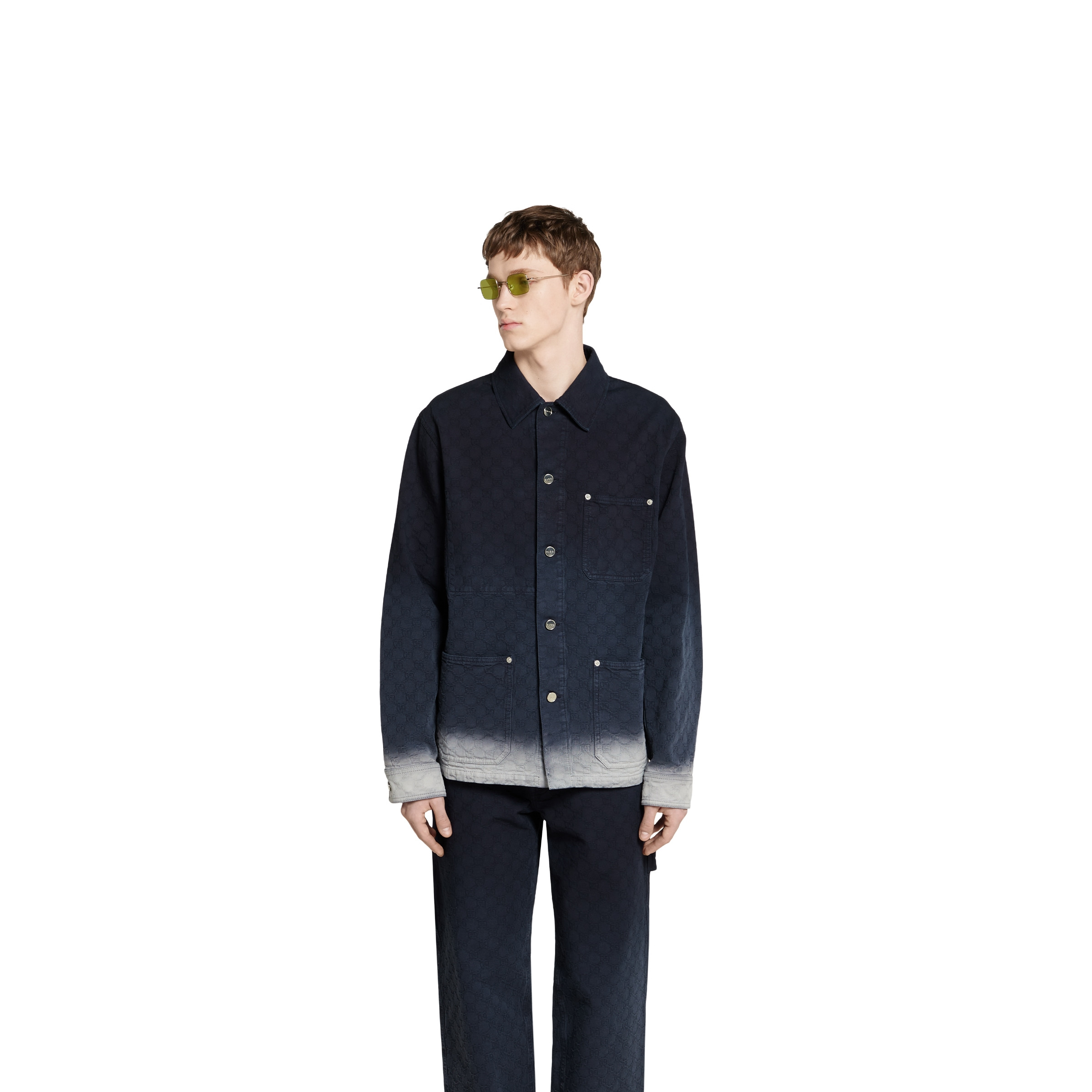 Bleached GG cotton denim jacquard shirt - 3