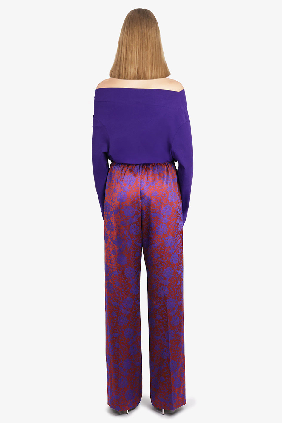 PUVIS FLORAL JACQUARD DRAWSTRING PANT | BURGUNDY/PURPLE - 4