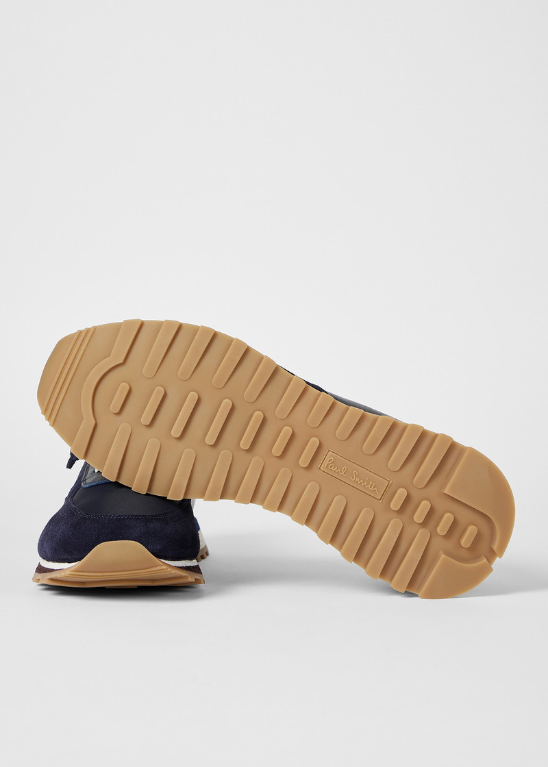 Navy Blue 'Velo' Mixed Retro Trainers 3