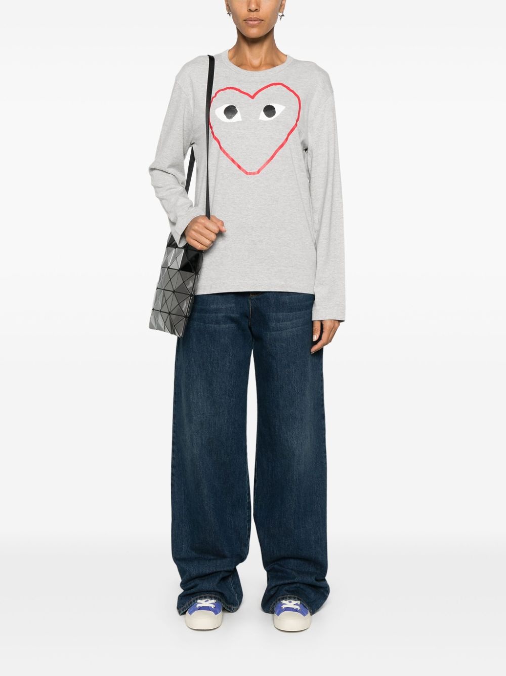 outline heart-print T-shirt - 2