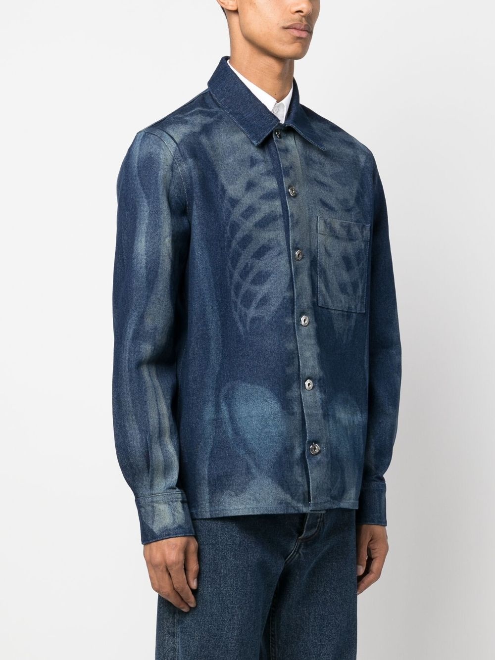 trompe-l'œil-print denim shirt - 3