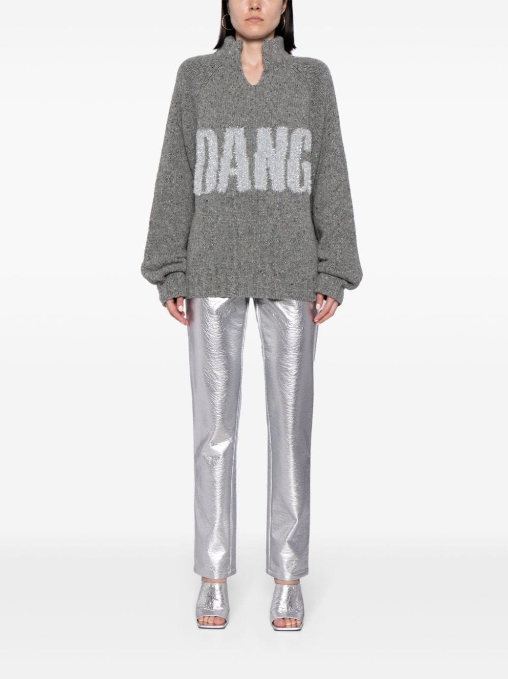split-neck speckle-knit jumper - 3