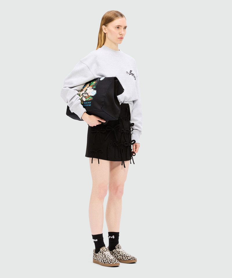Black miniskirt in double crepe cady with bow detail 4