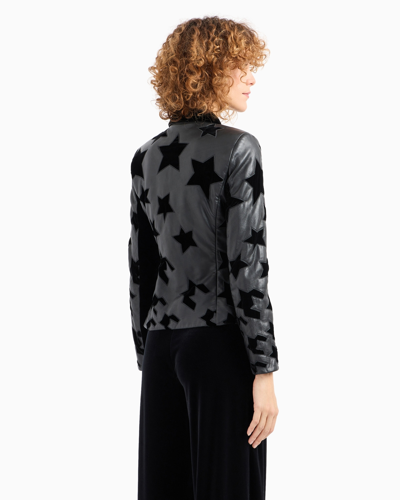 Moon Capsule collection calfskin nappa leather jacket with velvet embroidery - 3