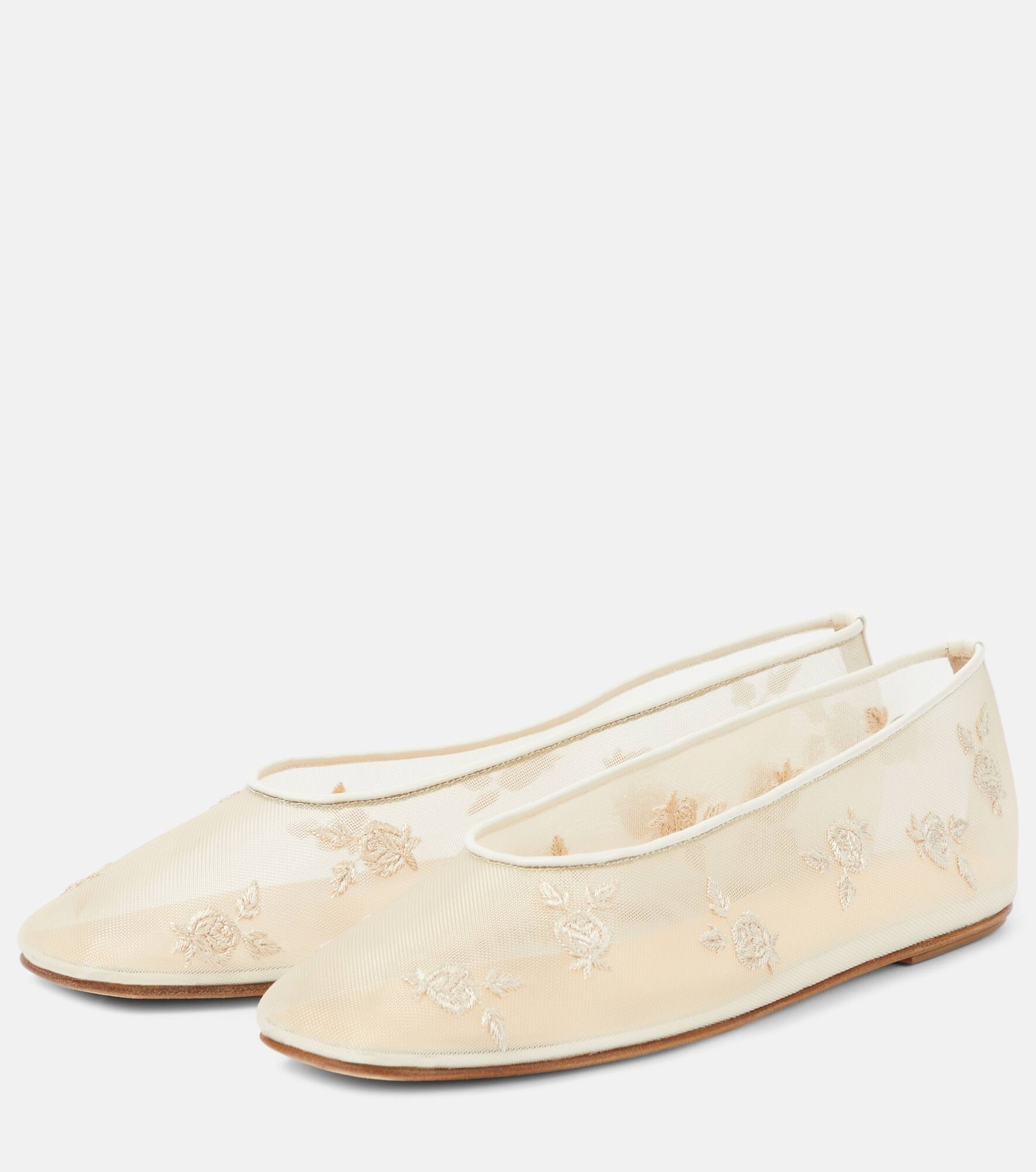 Embroidered mesh ballet flats - 4