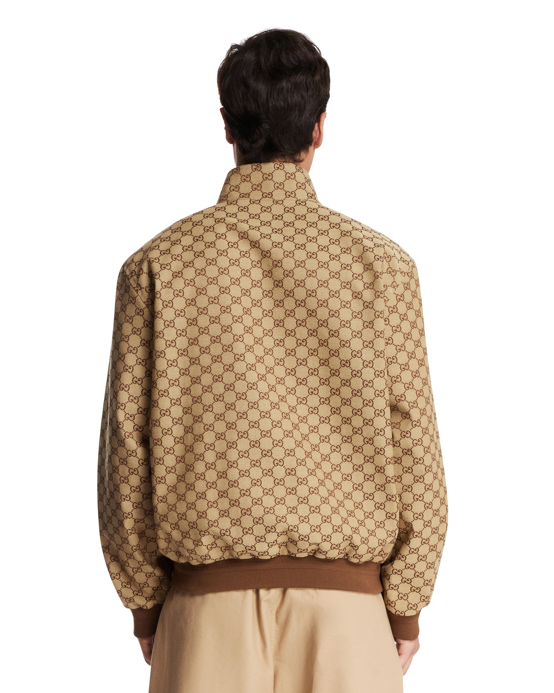 Beige GG Fabric Bomber Jacket - 3