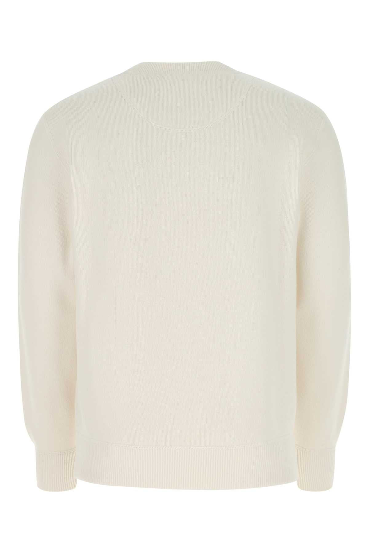Prada Men Ivory Stretch Cashmere Blend Sweater - 2