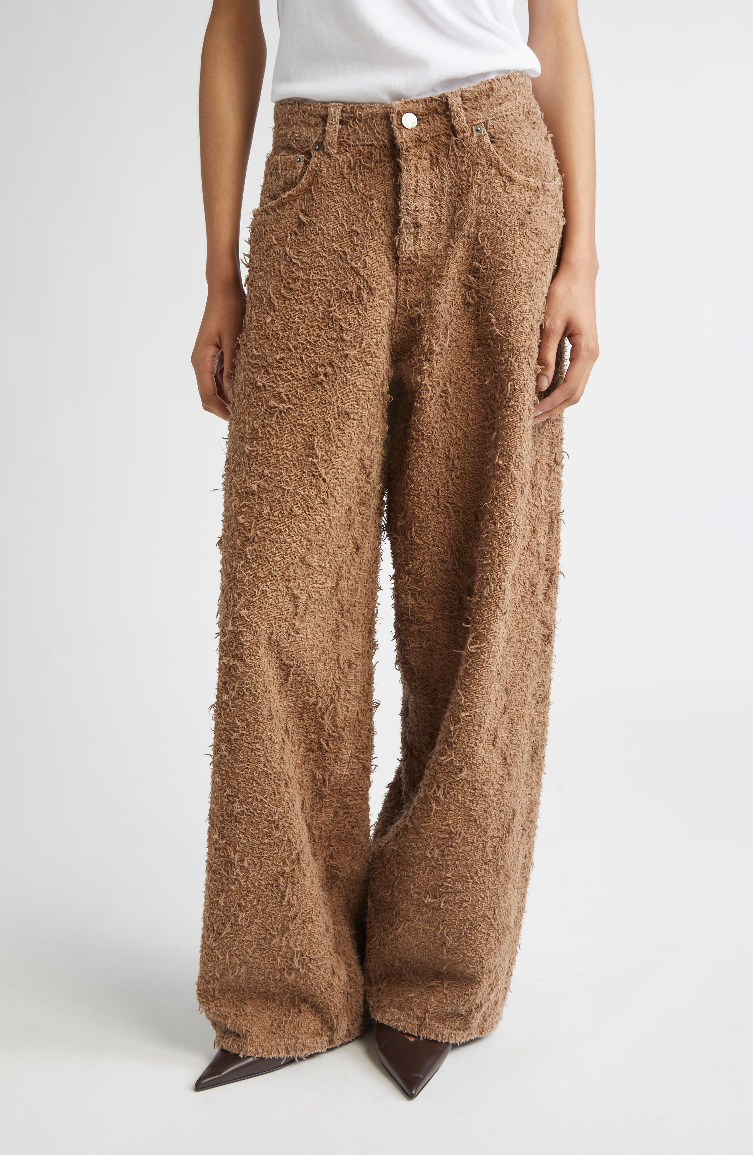 Haikure Bethany Wide Leg Fur Denim Jeans in Camel at Nordstrom - 1