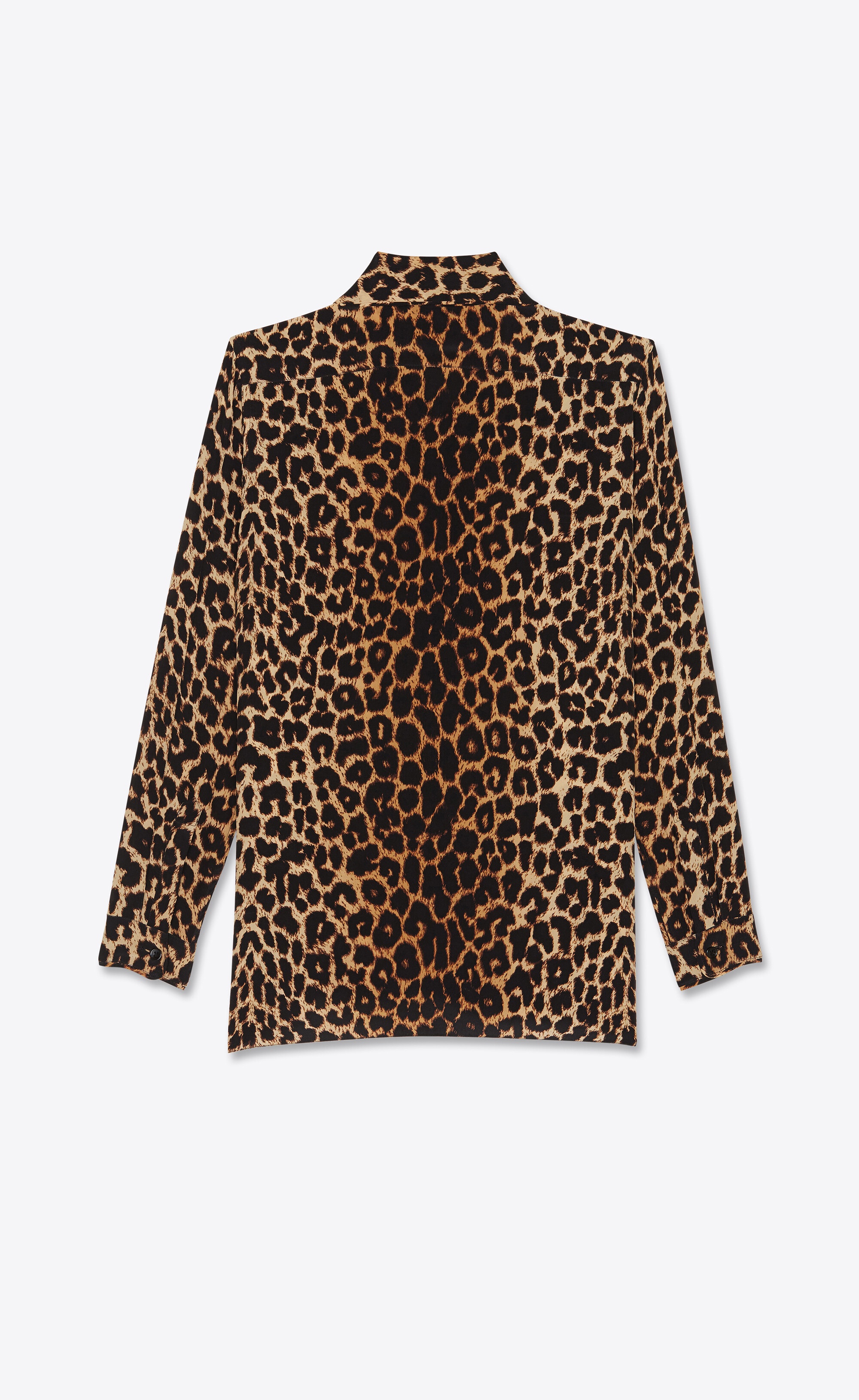 lavallière-neck shirt in leopard-print silk crepe de chine - 2