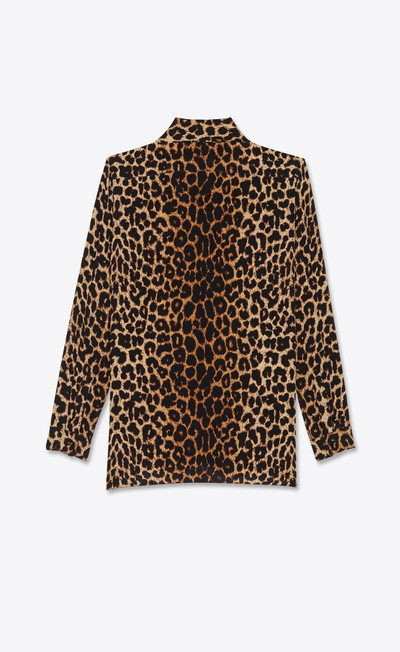 SAINT LAURENT lavallière-neck shirt in leopard-print silk crepe de chine outlook
