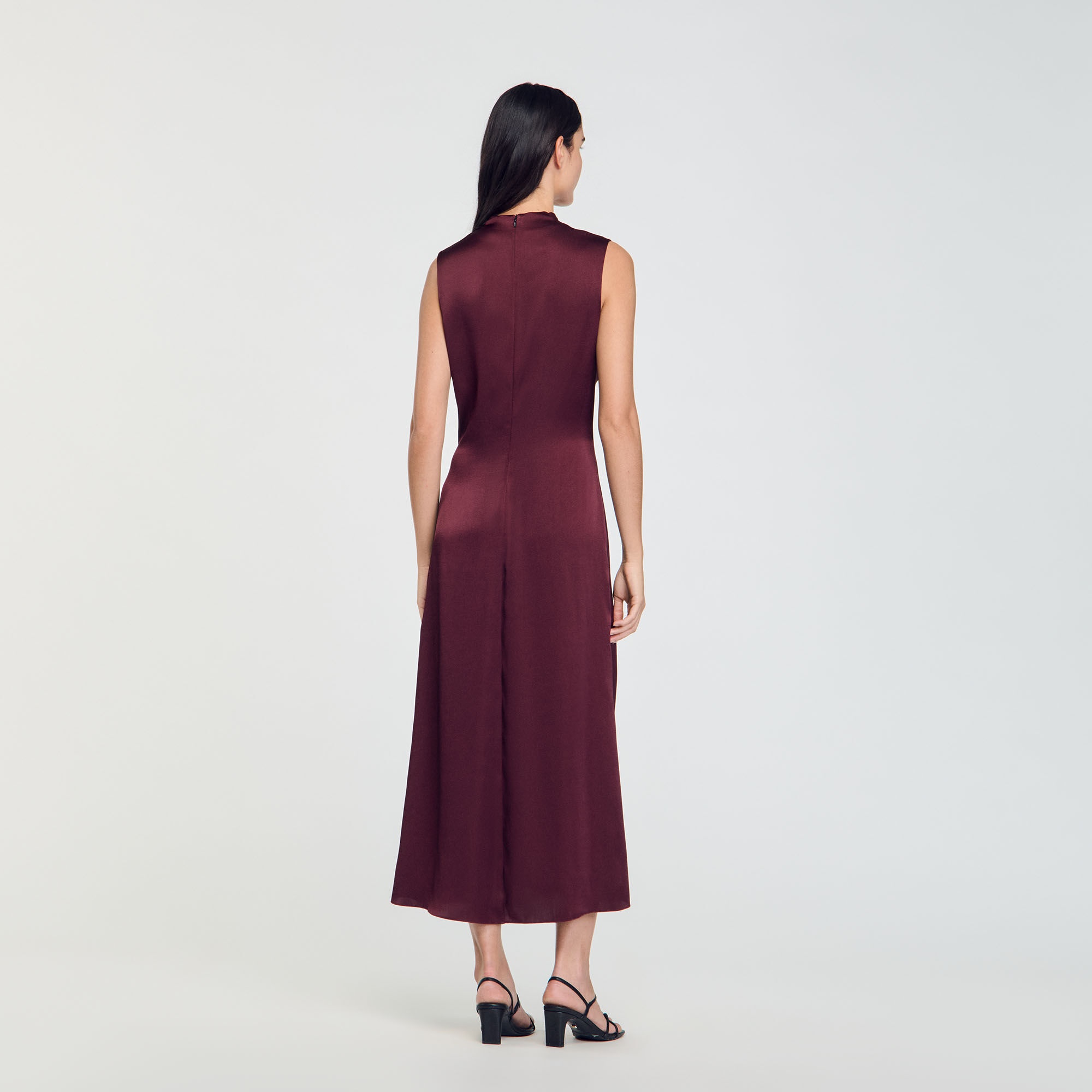 DRAPED SATIN-EFFECT DRESS - 6
