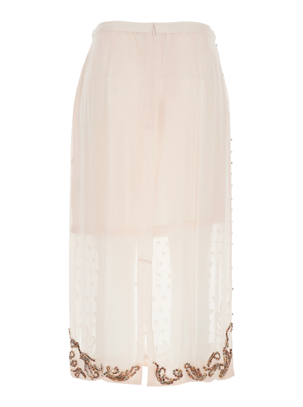 Dries Van Noten Women 'Sokna' Pink Skirt With Rhinestone Embellishments On The Front And Rear Concea - 2