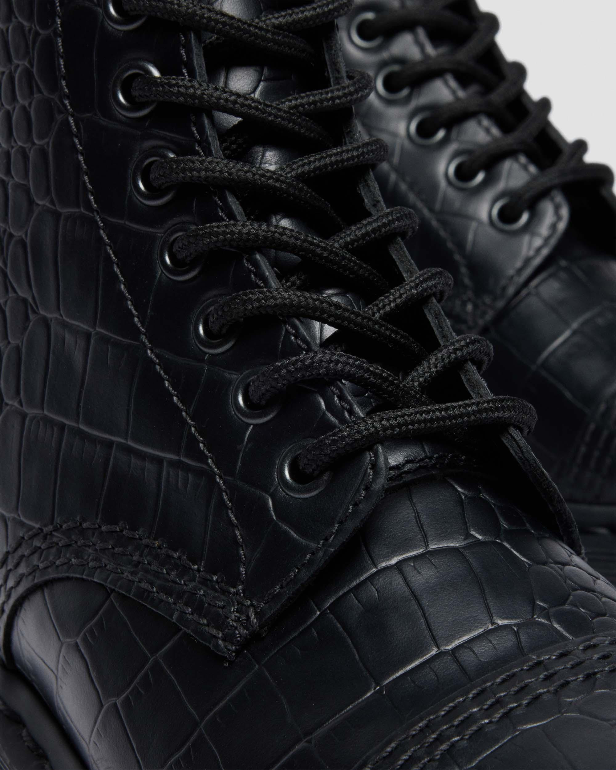 Sinclair Croc Emboss Leather Platform Boots - 4