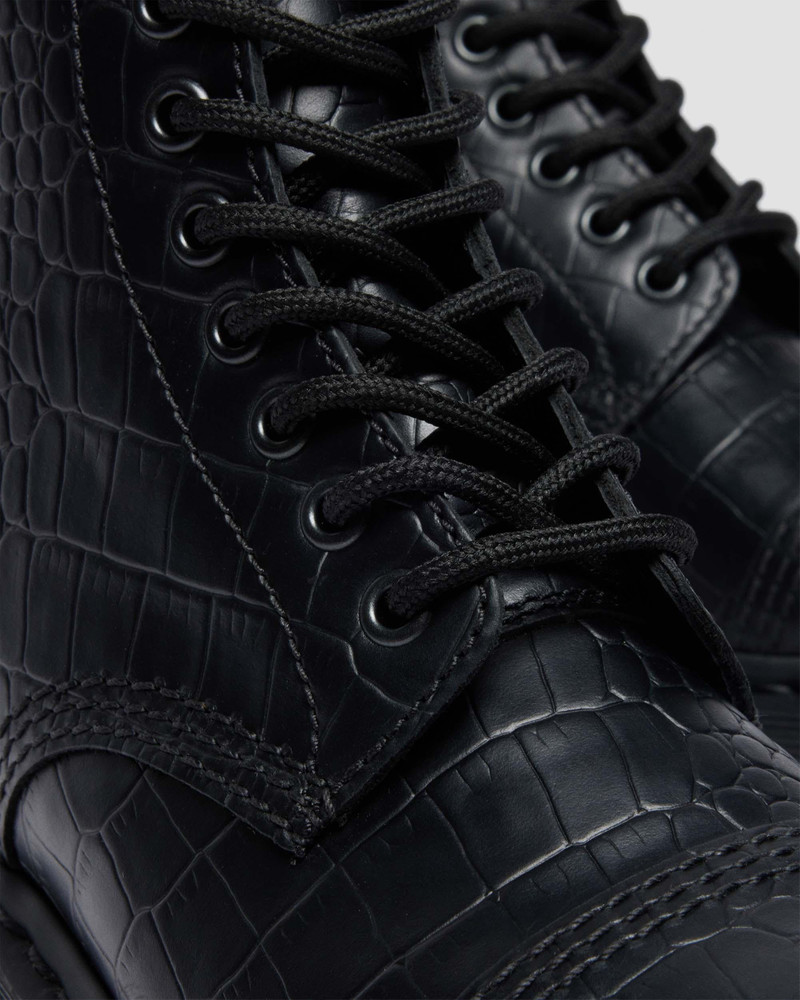 Sinclair Croc Emboss Leather Platform Boots 4