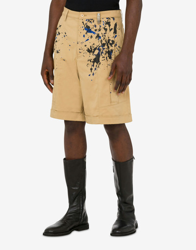 Dries Van Noten PAINTED EFFECT STRETCH GABARDINE BERMUDA SHORTS outlook