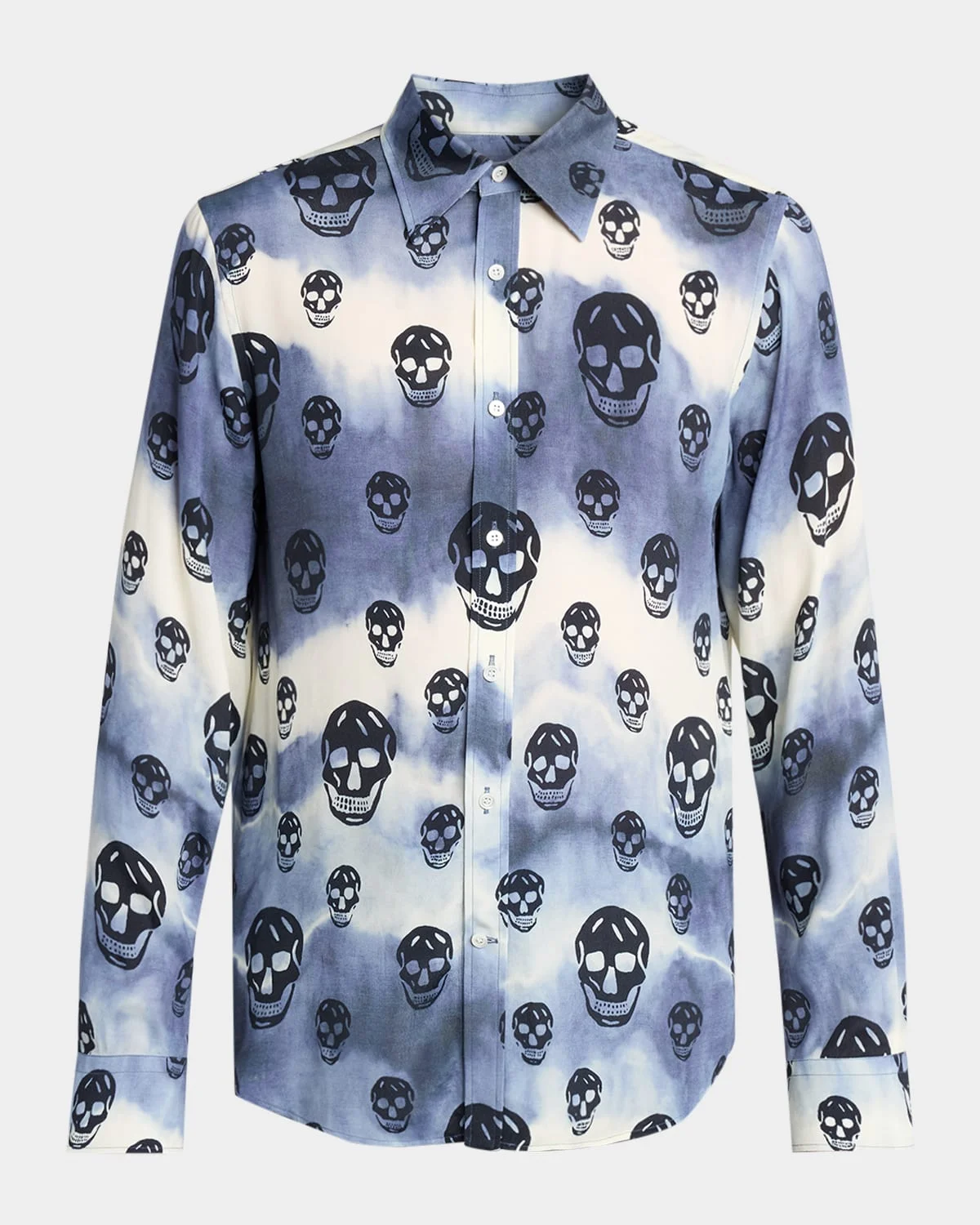 Men's Viscose Tie-Dye Skull Sport Shirt - 1