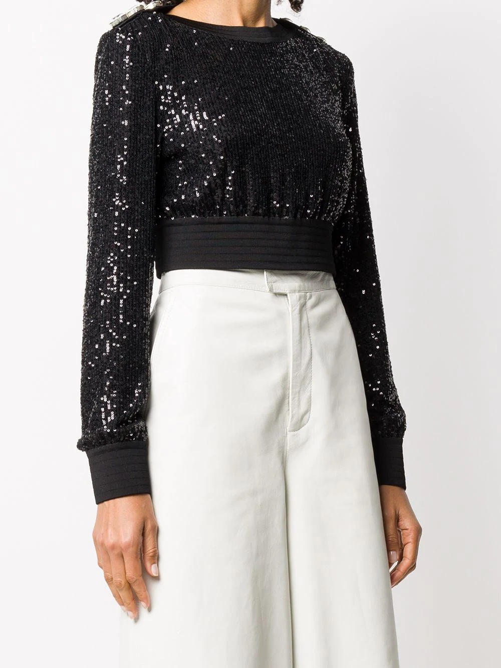 sequinned cropped sweatshirt - 3