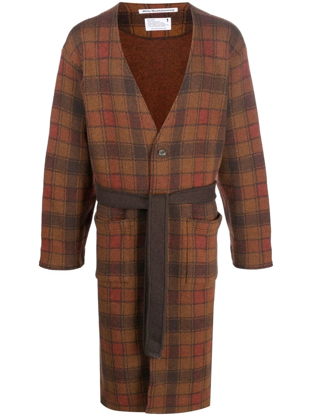 checked tie-waist cardigan - 1