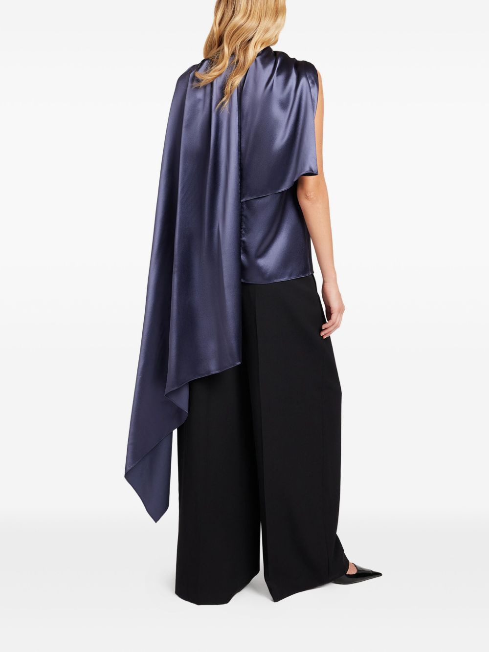 draped satin-effect top - 3