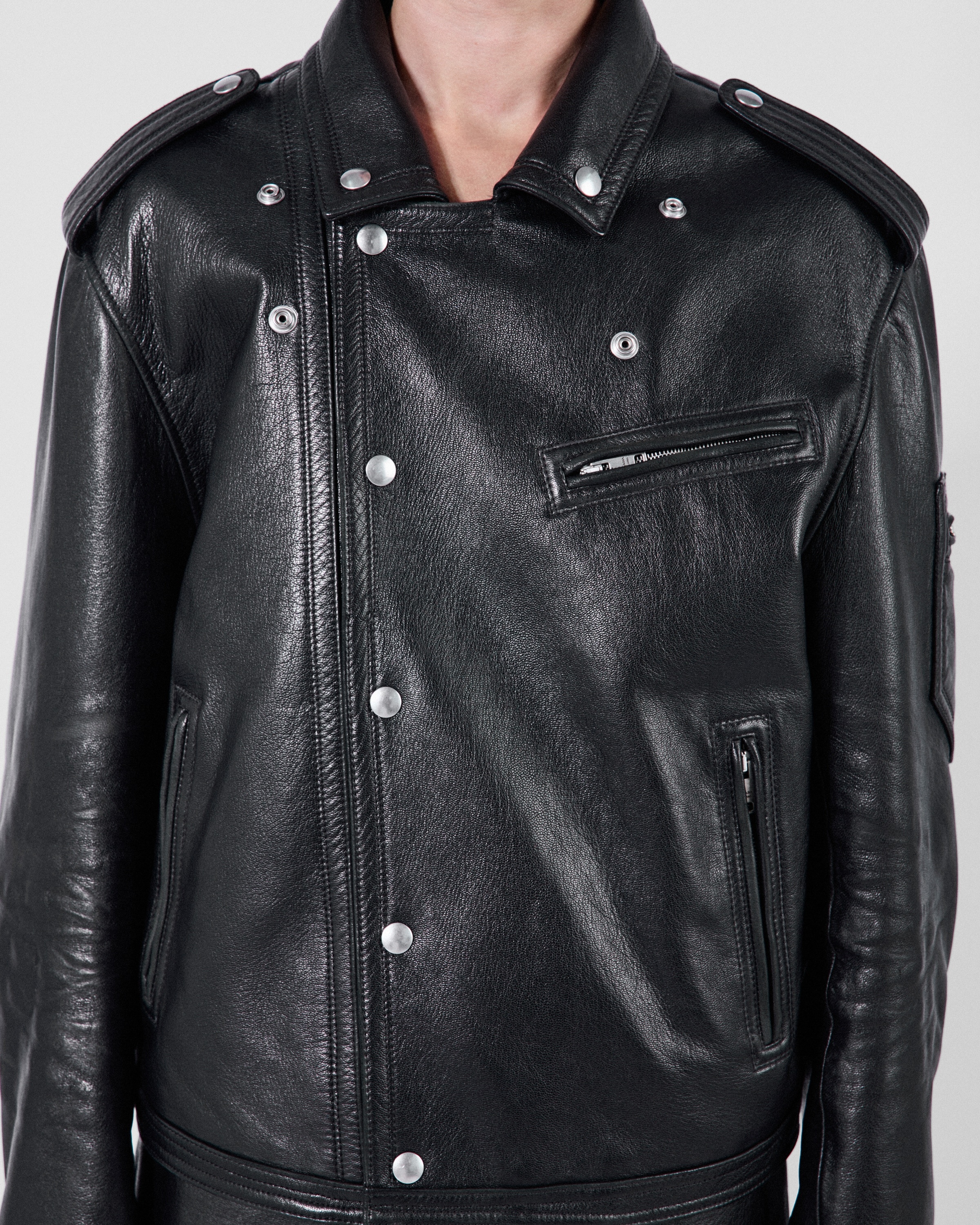 Leather biker jacket - 3