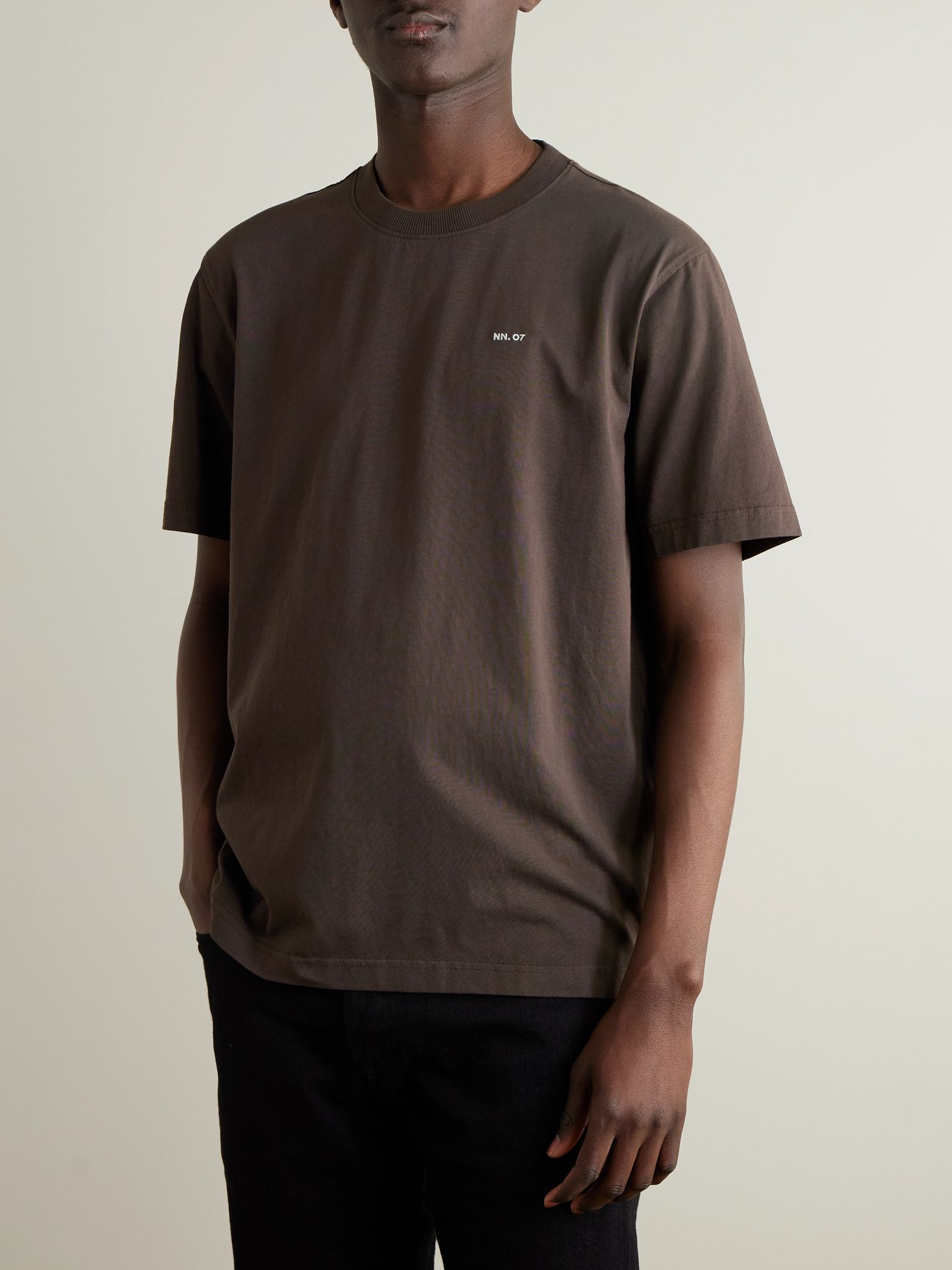 Adam 3209 Logo-Embroidered Pima Cotton-Jersey T-Shirt Brown - 3