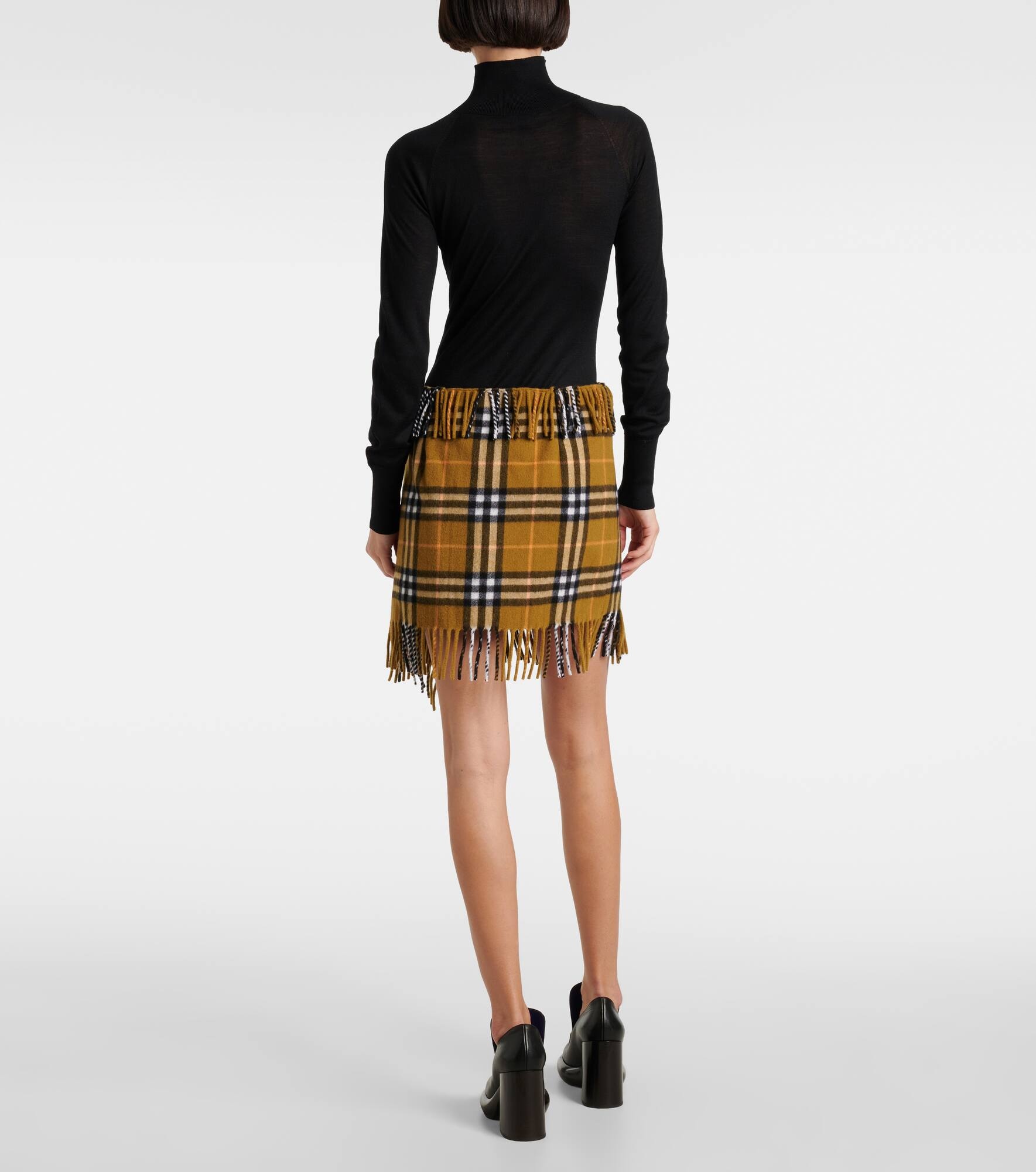 BURBERRY | CHECK WOOL CASHMERE SCARF SKIRT