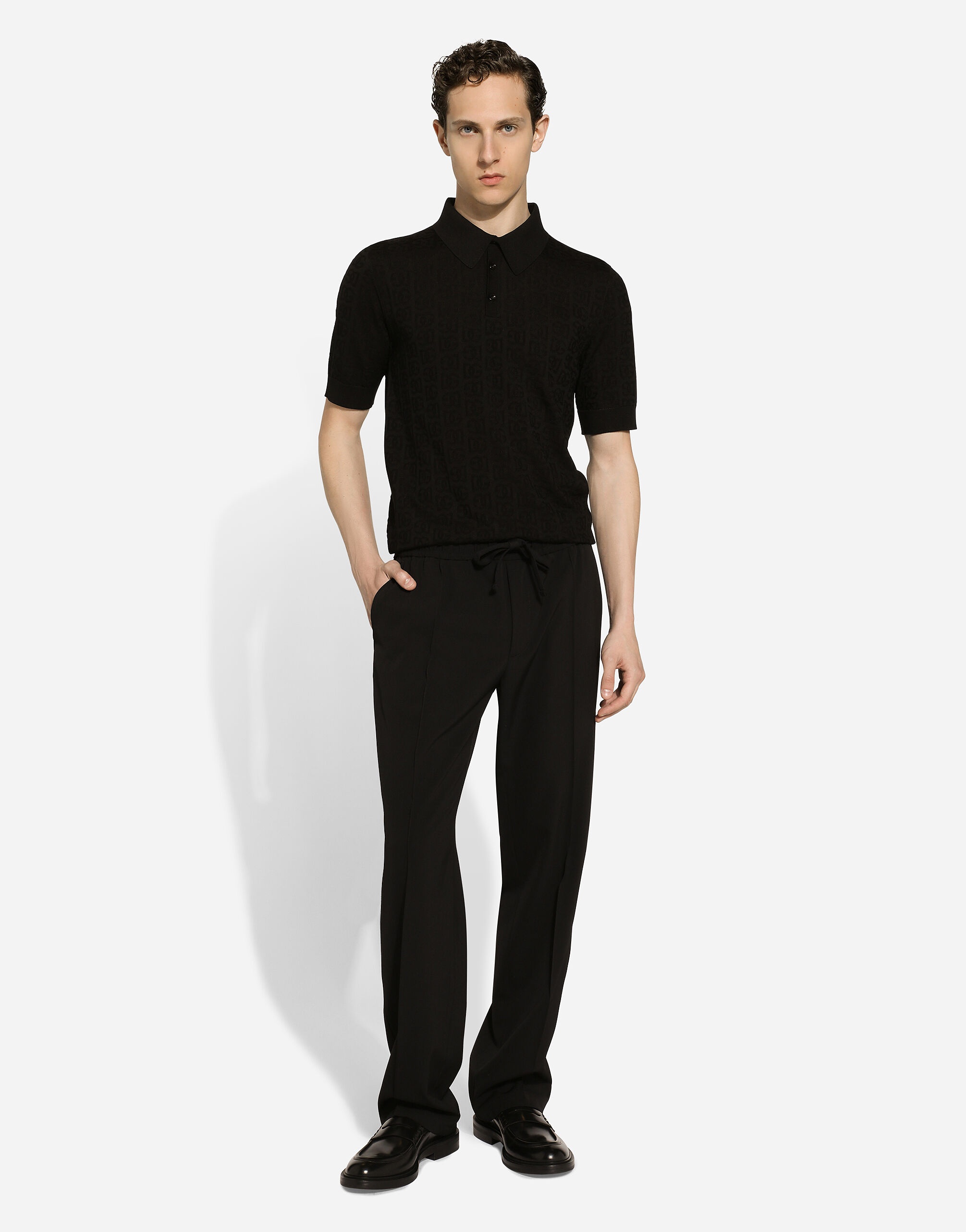 Silk jacquard polo-shirt with DG logo - 5