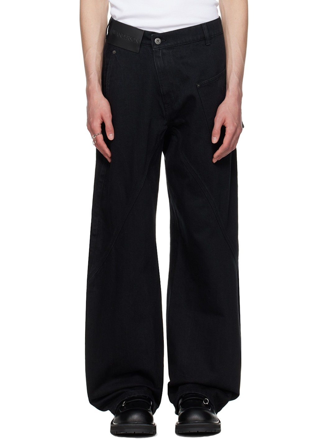 Black Twisted Workwear Jeans - 1