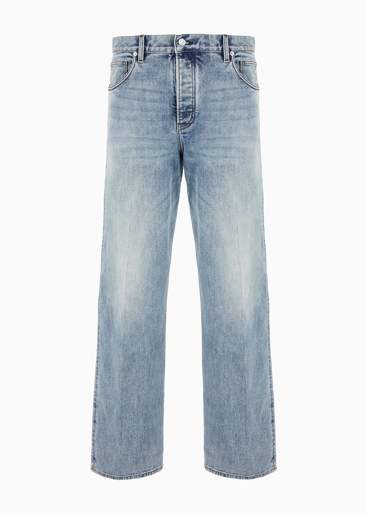 J74 Loose-fit, stone-washed denim jeans with 3D ribs - 1