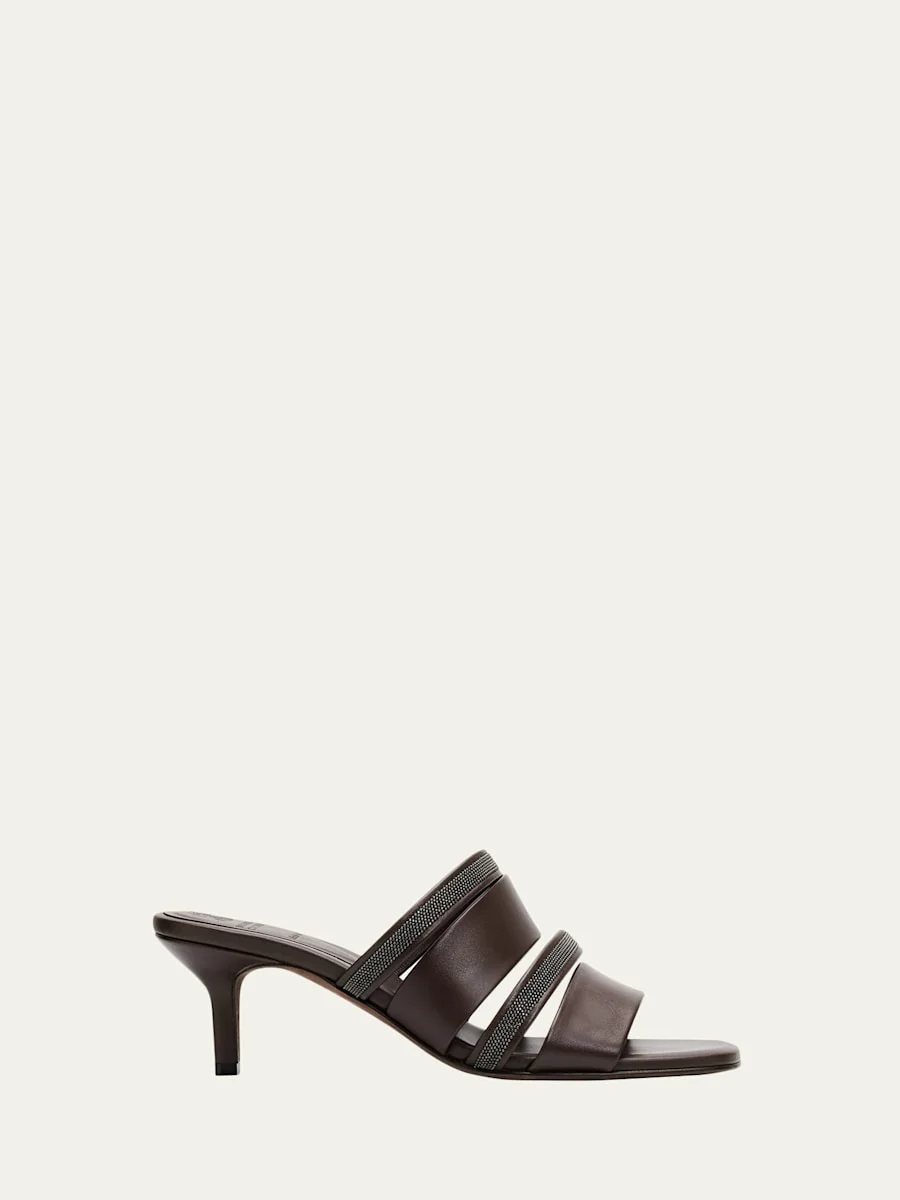 50mm Monili Strappy Leather Mule Sandals - 1