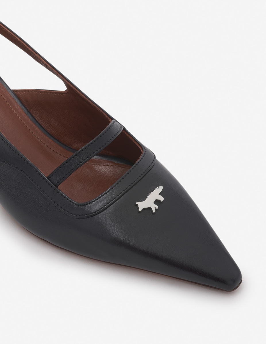 LEATHER POINTY SLING BACK - 5
