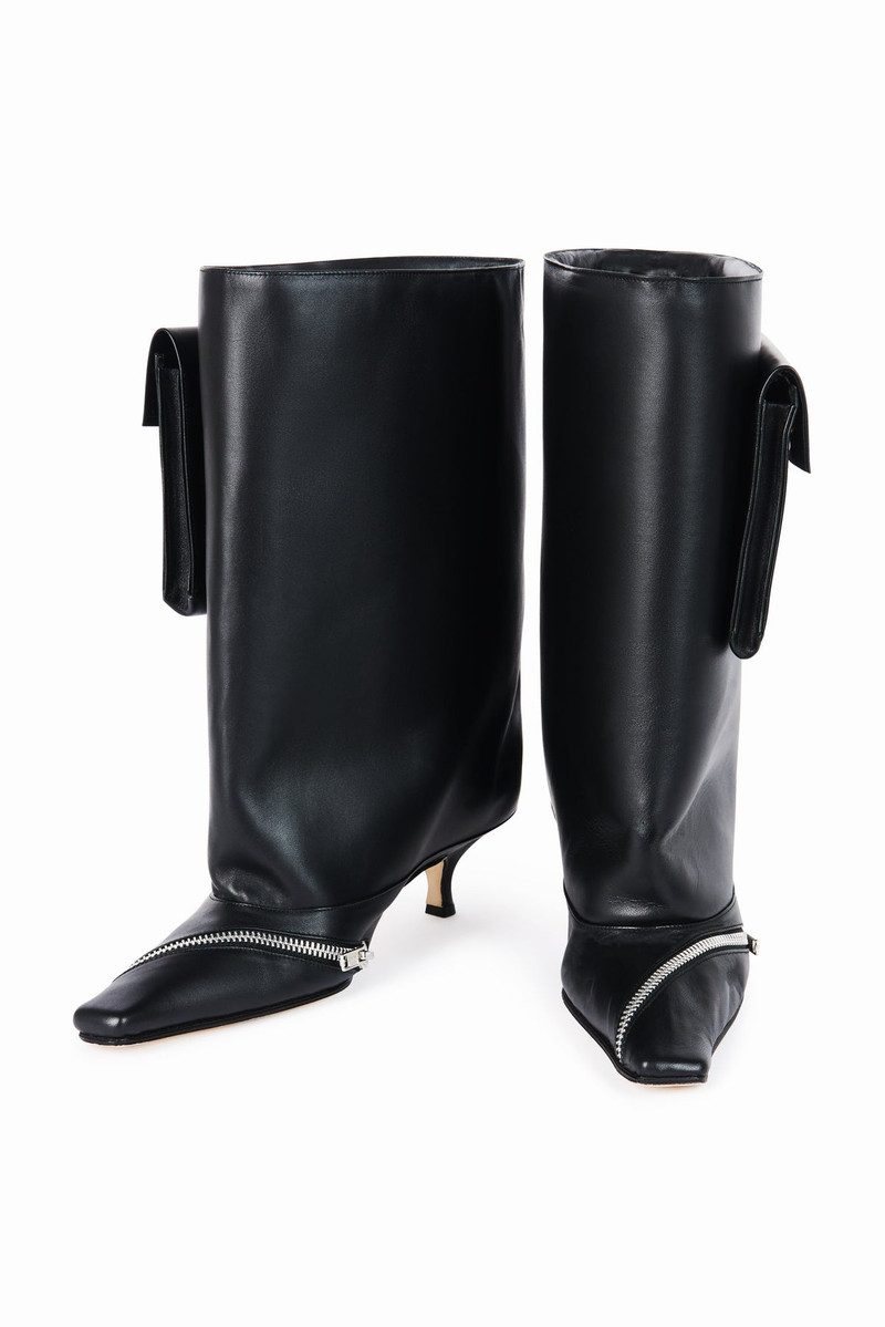 A.W.A.K.E. MODE DANA CERNIERA KITTEN HEEL CYLINDER BOOTS WITH ZIPPER BLACK outlook