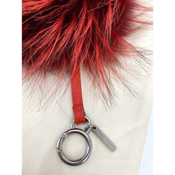 Fendi Red Fur Bag Bugs Leather Key Chain / Bag Charm - 4