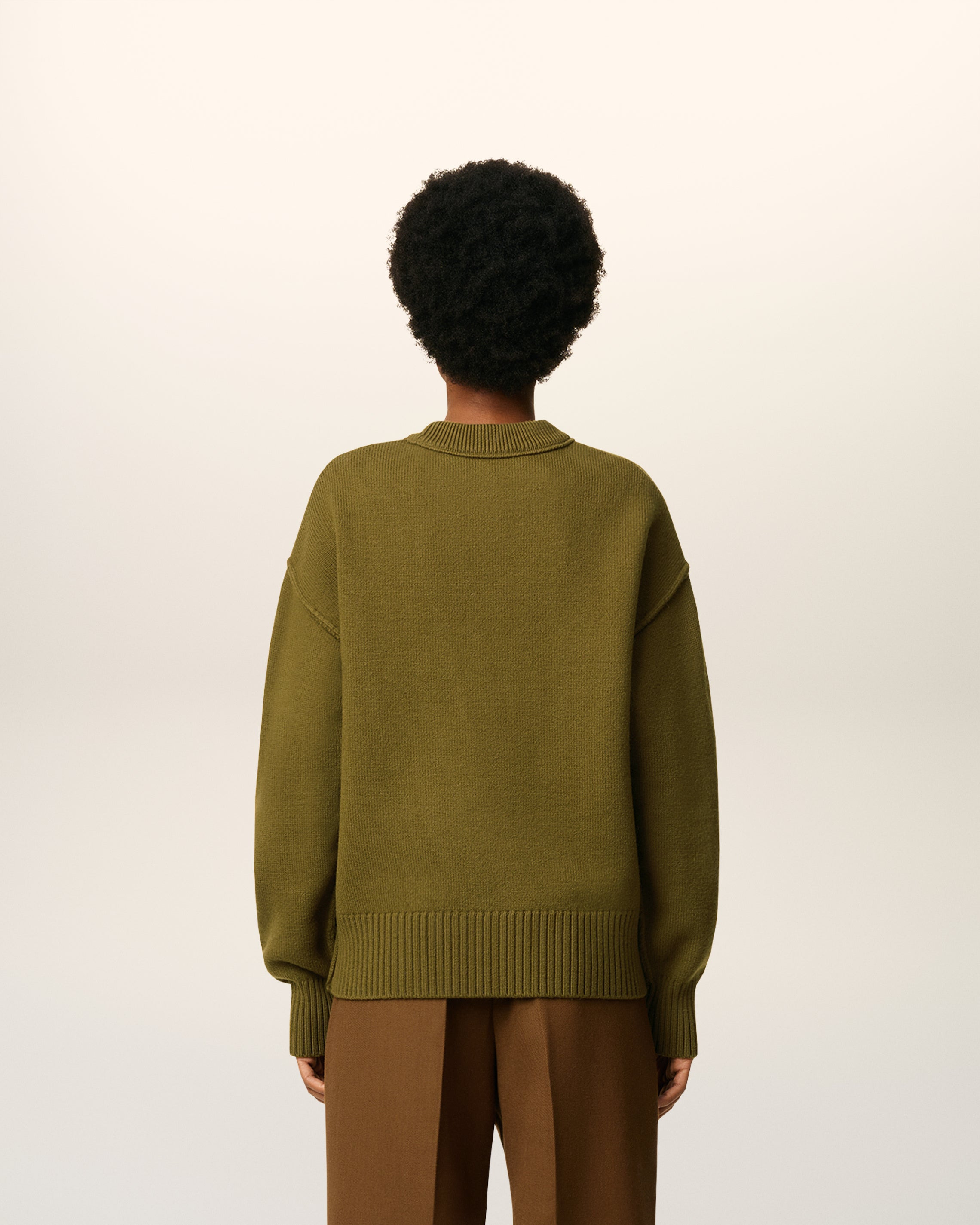 GREEN WOOL AMI DE COEUR CREWNECK SWEATER - 3