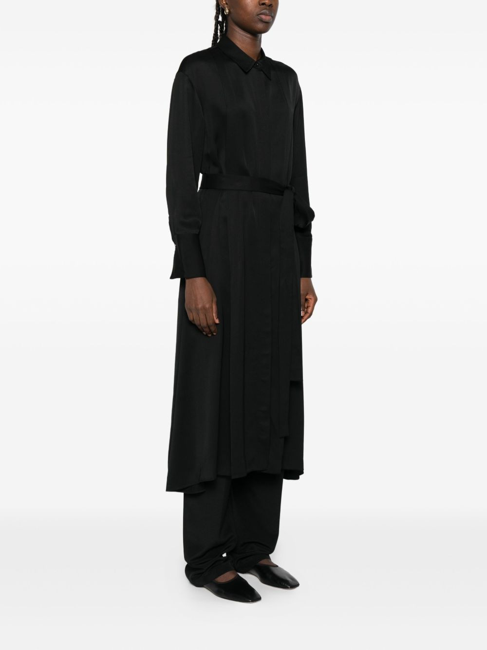 belted shirt midi dress - 3