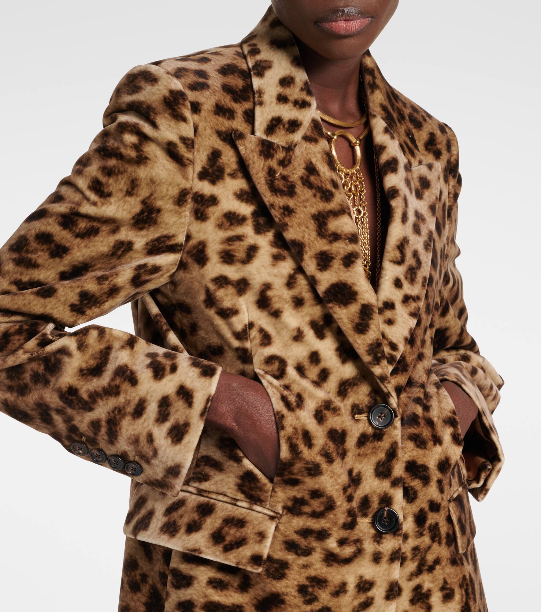 Leopard-print cotton blazer - 5