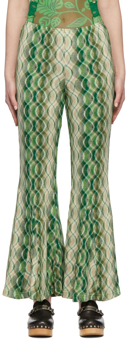 【関税込み】Anna Sui グリーン Wave Rider ラウンジパンツ ANNA SUI Green Wave Rider Lounge Pants | REVERSIBLE