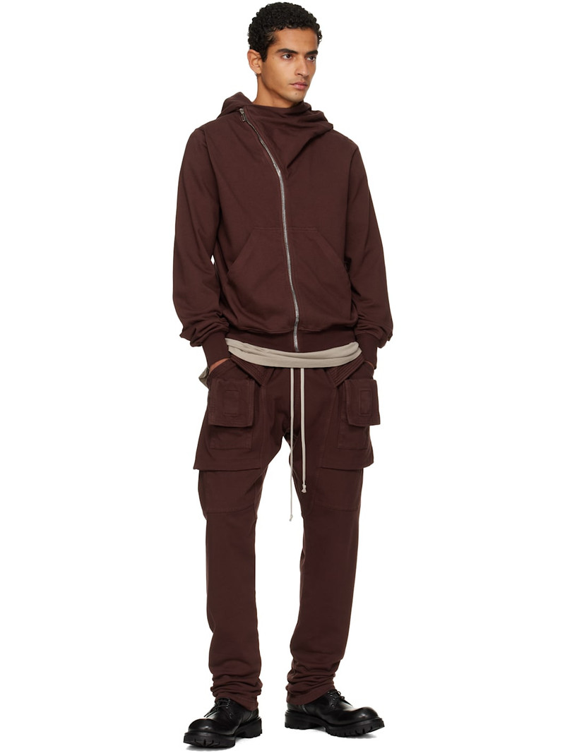 Rick Owens DRKSHDW Burgundy Concordians Creatch Drawstring Cargo Pants outlook