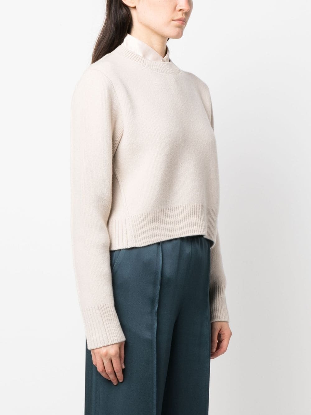 crew-neck cropped jumper - 3