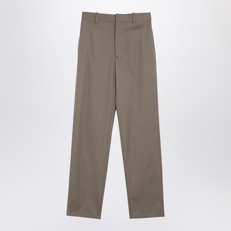Loewe Brown Khaki Silk And Cotton Trousers Women - 1