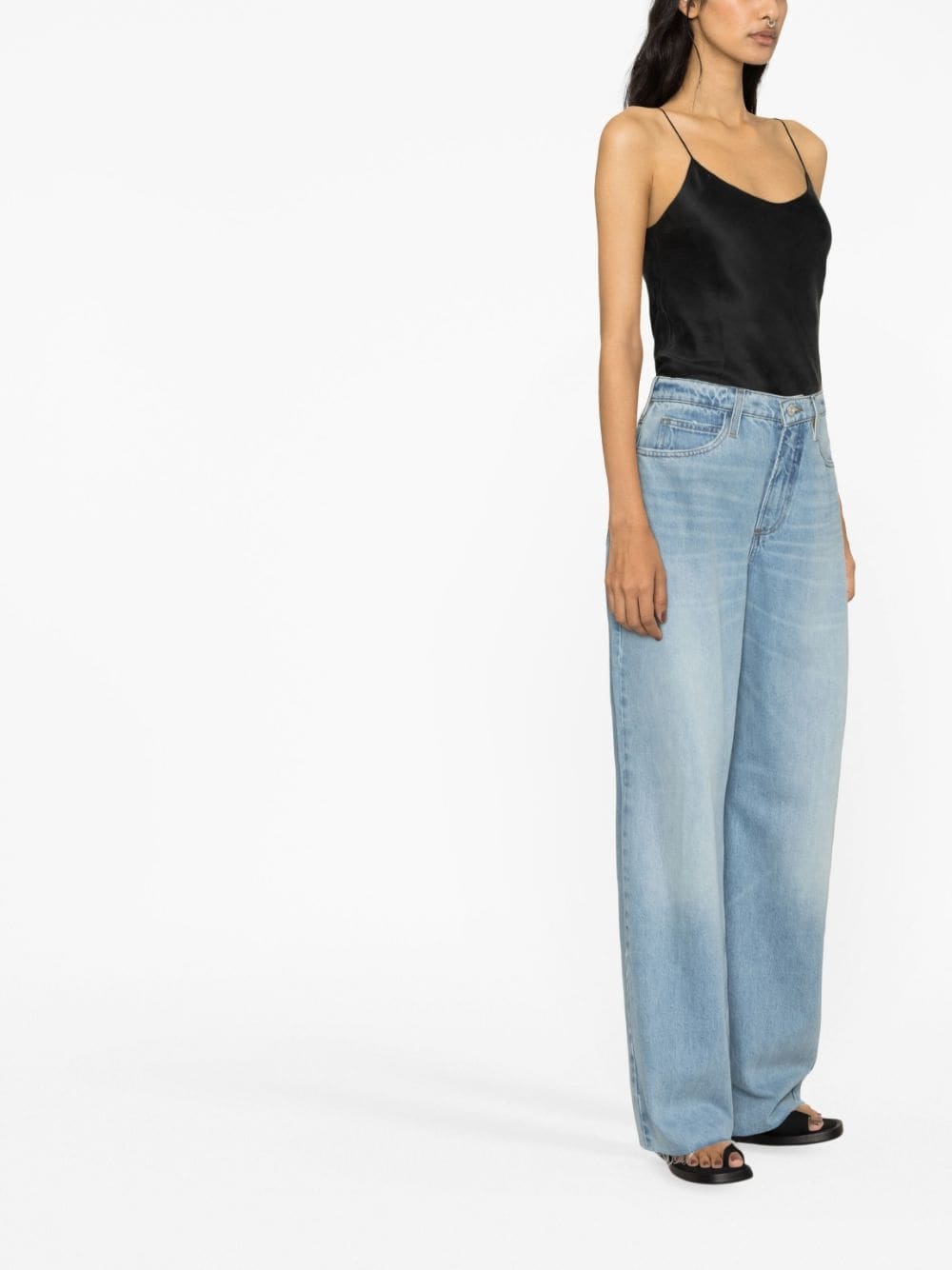 wide-leg washed denim trousers - 4