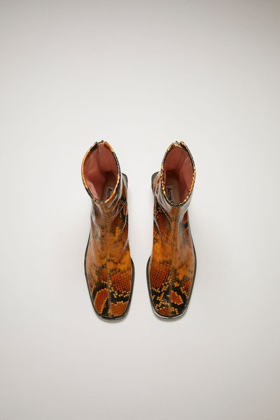 Acne Studios Python leather boots orange/black outlook