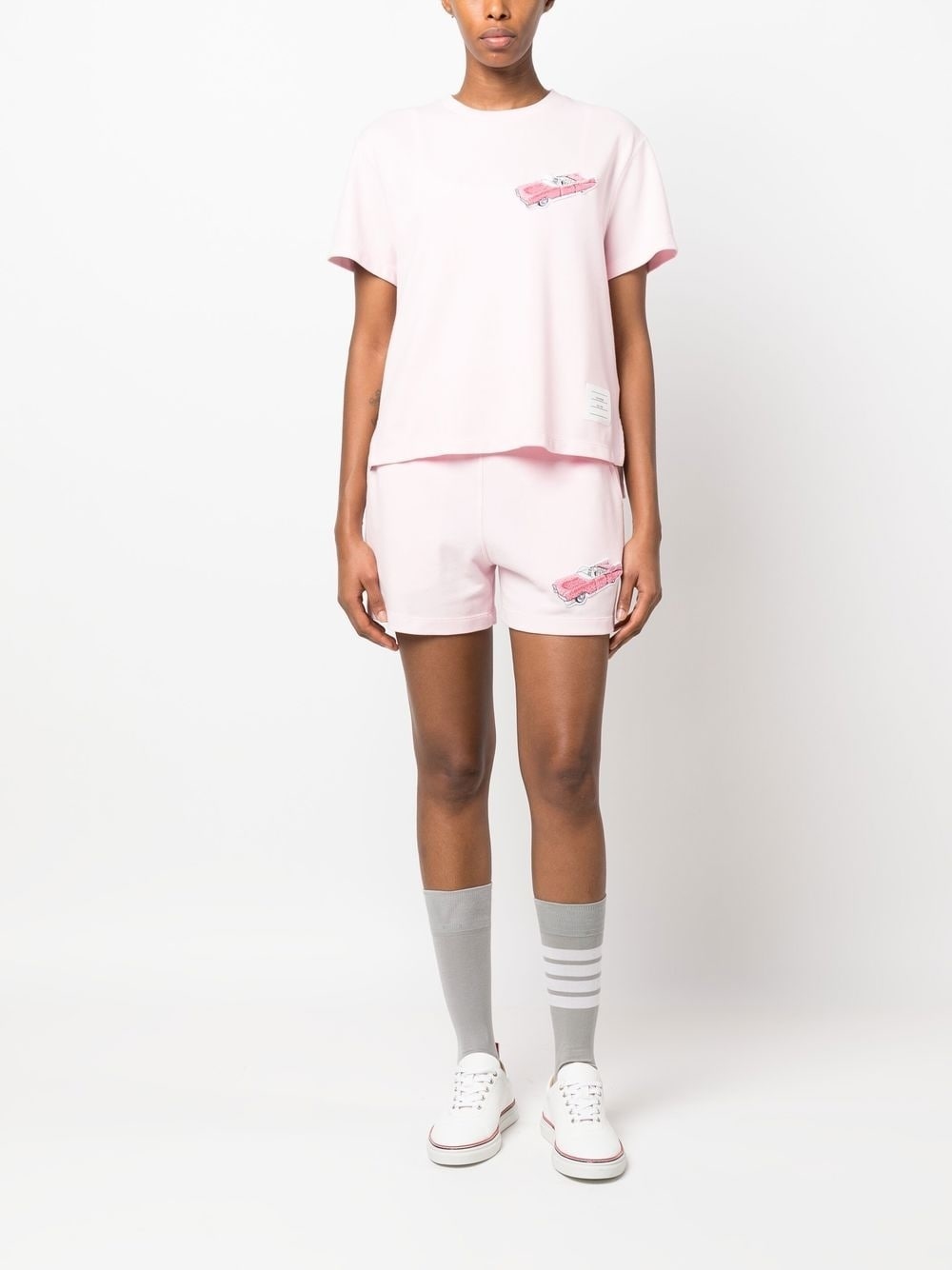 car-embroidered piqué shorts - 2
