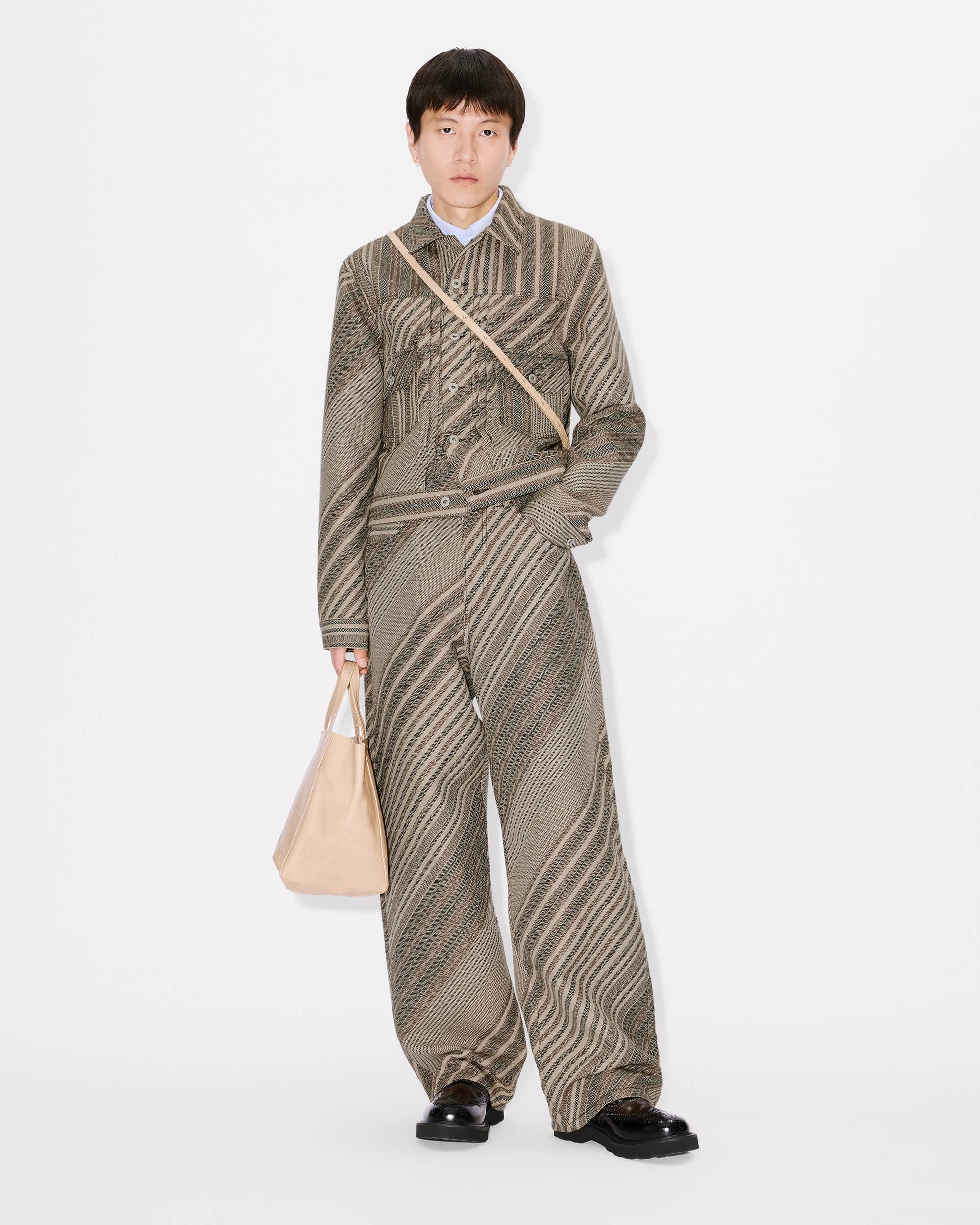 'Kenzo Diagonal Stripe' slim pleated trucker jacket - 3