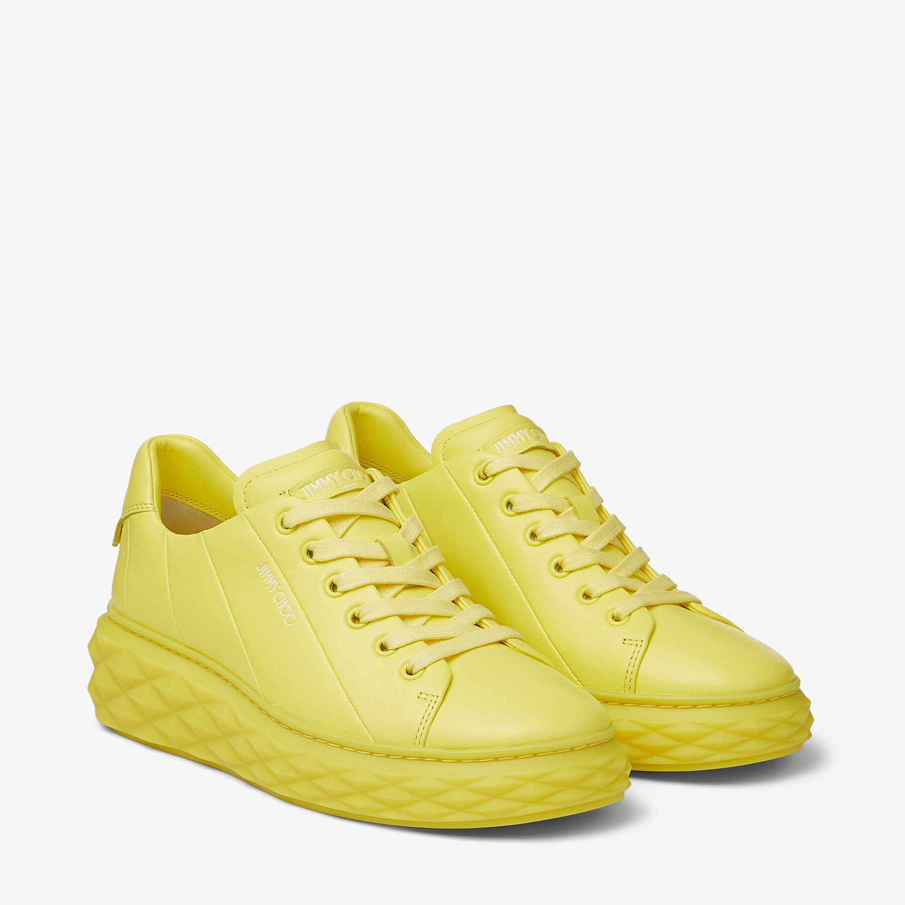 Diamond Light Maxi/F
Soft Yellow Nappa Leather Low-Top Trainers with Platform Sole - 3