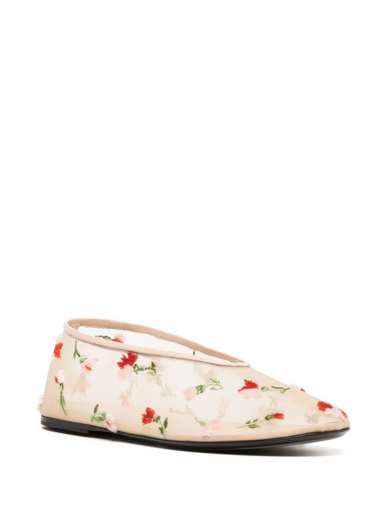 KHAITE floral embroidery sheer ballerinas outlook