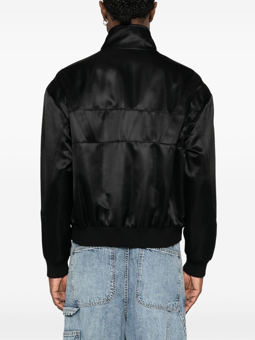 logo-embroidered satin bomber jacket - 4