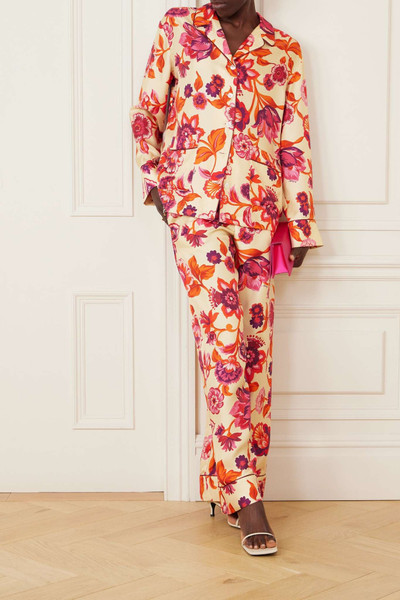 La DoubleJ Floral-print silk-twill pajama shirt outlook