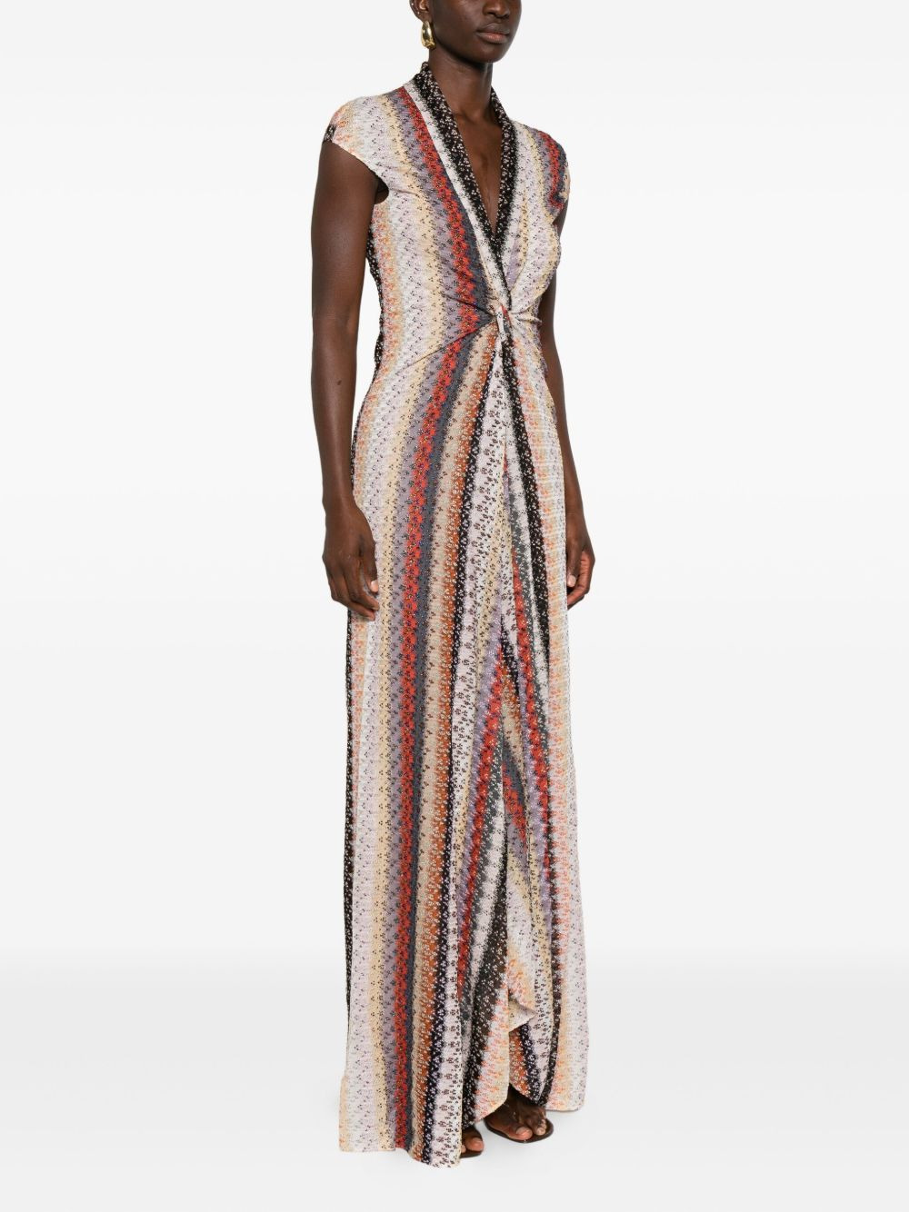 multicolored striped-knit maxi dress - 3